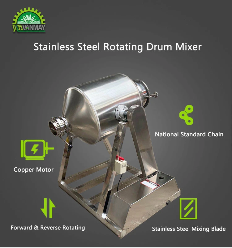 Small Poultry Feed Blender Rotary Drum Food Mixer Stainless Steel